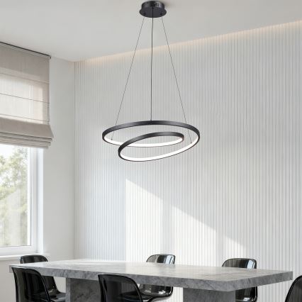 Brilagi - LED-dimmbare Pendelleuchte an Seil TWISTER LED/48W/230V 3000–6000K Ø 50 cm schwarz + Fernbedienung