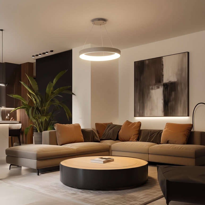 BRILAGI - LED-dimmbare Pendelleuchte an Kabel FALCON II LED/99W/230V 3000-6500K Ø 60 cm beige + mit Fernbedienung