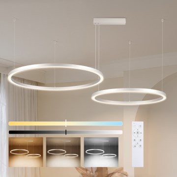 Brilagi - LED-dimmbare Pendelleuchte mit Seilabhängung PORTOFINO LED/98W/230V 3000-6000K silber + Fernbedienung