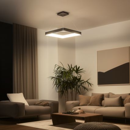 BRILAGI - Dimmbare LED-Pendelleuchte an Stahlseil FALCON II LED/125W/230V 3000-6500K 60x60 cm schwarz + Fernbedienung