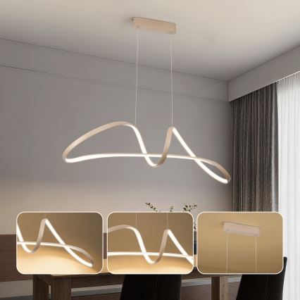 Brilagi - dimmbare LED-Pendelleuchte an Seil TWISTER LED/60W/230V 3000-6000K beige + Fernbedienung