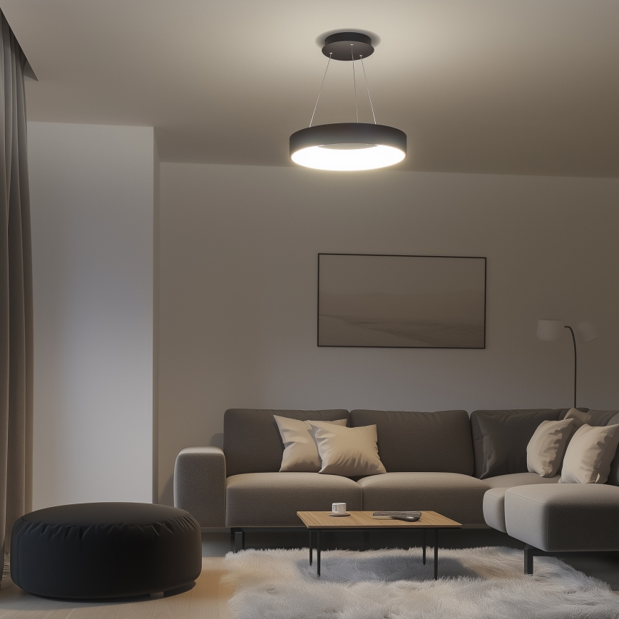 Brilagi - Dimmbare LED-Hängeleuchte mit Seilaufhängung FALCON LED/80W/230V 3000-6500K Ø 60 cm schwarz + Fernbedienung