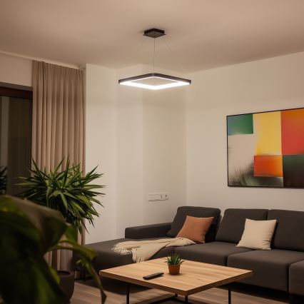 Brilagi - LED-dimmbare Pendelleuchte mit Stahlseilaufhängung FALCON SLIM LED/50W/230V 3000-6500K 50x50 cm schwarz + Fernbedienung