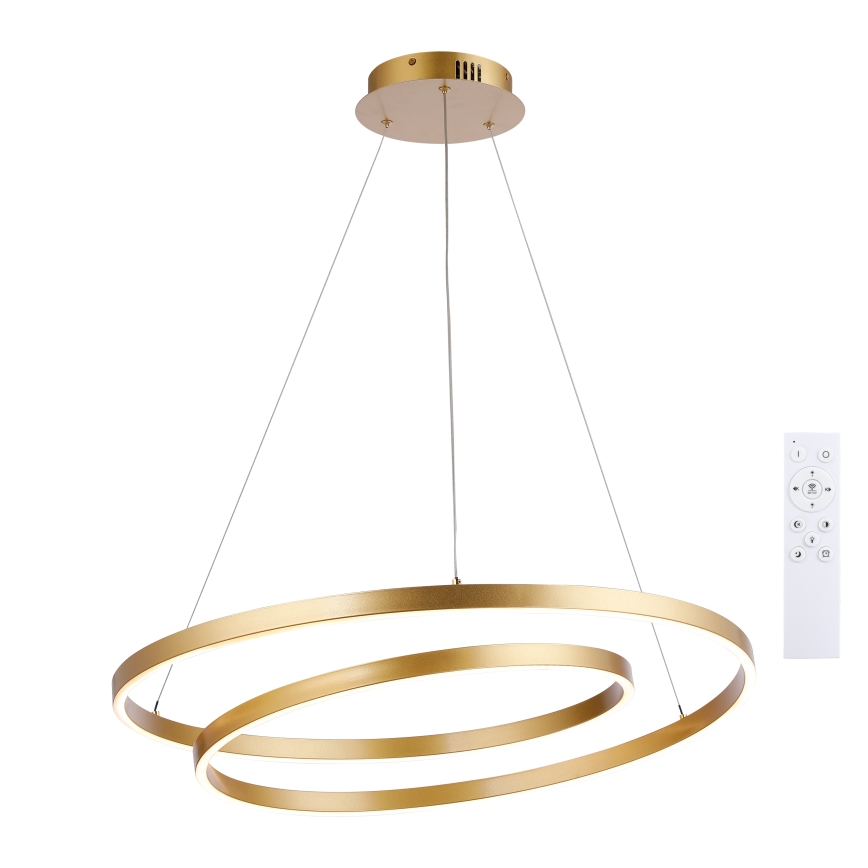 Brilagi - LED-dimmbare Pendelleuchte an Seil TWISTER LED/75W/230V 3000-6000K Ø 70 cm goldfarben + Fernbedienung