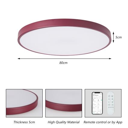 Brilagi - Dimmbare LED-Poolleuchte POOL SMART LED/100W/230V Ø 80 cm Wi‑Fi Tuya + Fernbedienung burgunderrot