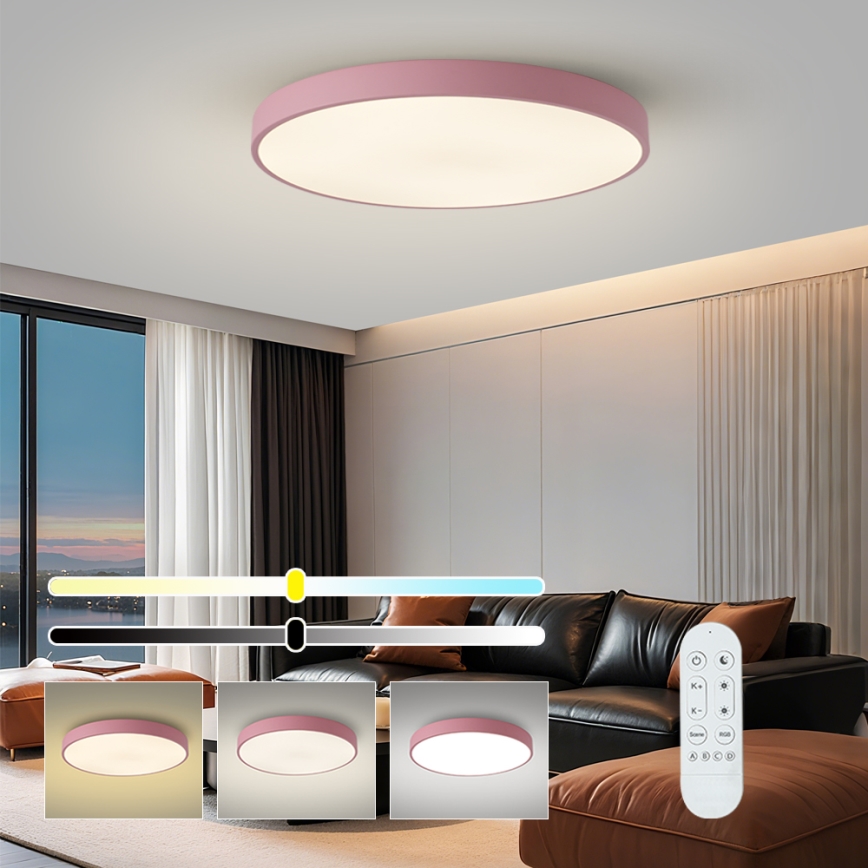 Brilagi - Dimmbare LED-Leuchte POOL SMART LED/100W/230V Ø 80 cm 3000-6000K Wi-Fi Tuya + Fernbedienung rosa