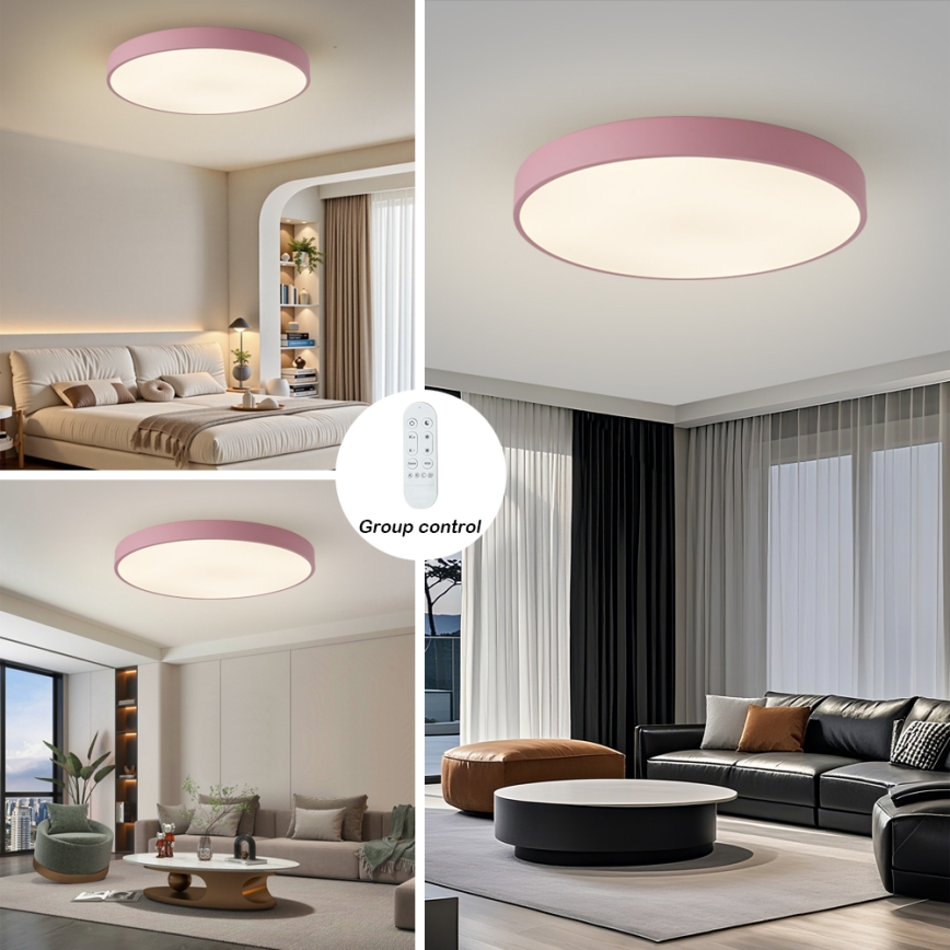 Brilagi - Dimmbare LED-Leuchte POOL SMART LED/100W/230V Ø 80 cm 3000-6000K Wi-Fi Tuya + Fernbedienung rosa