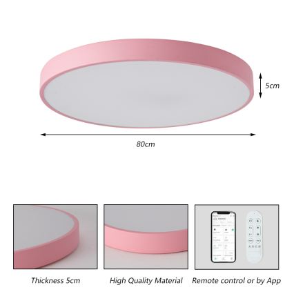 Brilagi - Dimmbare LED-Leuchte POOL SMART LED/100W/230V Ø 80 cm 3000-6000K Wi-Fi Tuya + Fernbedienung rosa