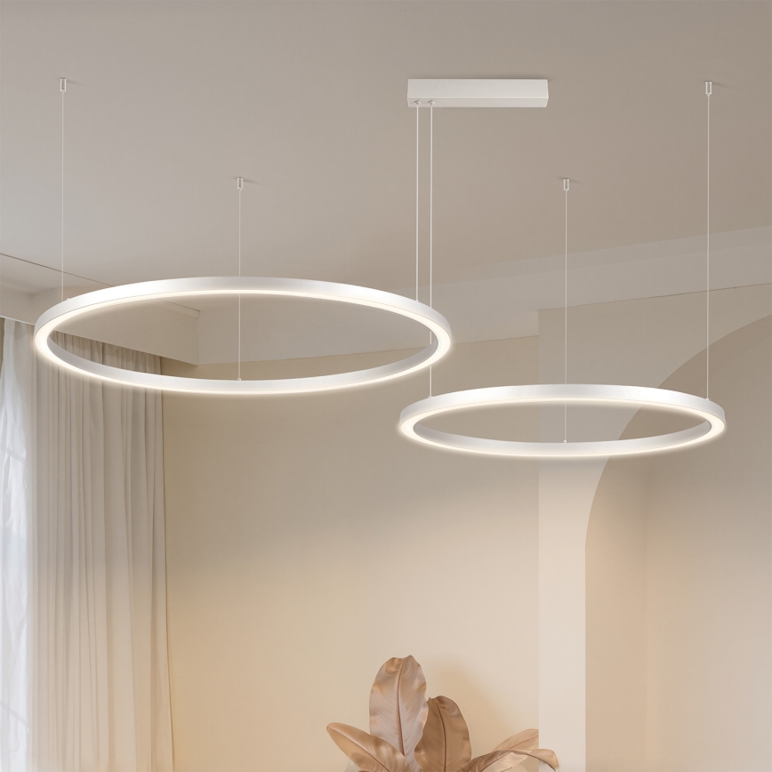 Brilagi - LED-dimmbare Seil-Pendelleuchte PORTOFINO LED/98W/230V 3000-6000K silber + Fernbedienung