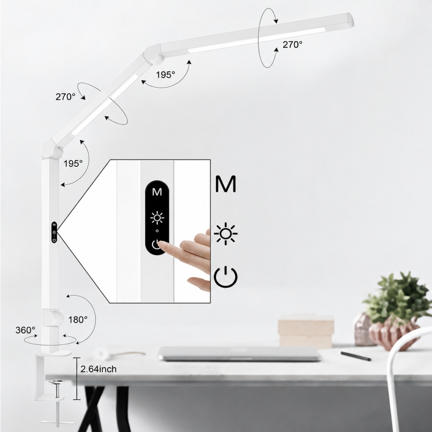 Brilagi - VARIO LED-Tischlampe, dimmbar, mit Touch-Bedienung, flexibel, LED/12W/230V, 3000/4000/5000/6500K, CRI 92, weiß