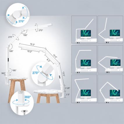Brilagi - VARIO LED-Tischlampe, dimmbar, mit Touch-Bedienung, flexibel, LED/12W/230V, 3000/4000/5000/6500K, CRI 92, weiß