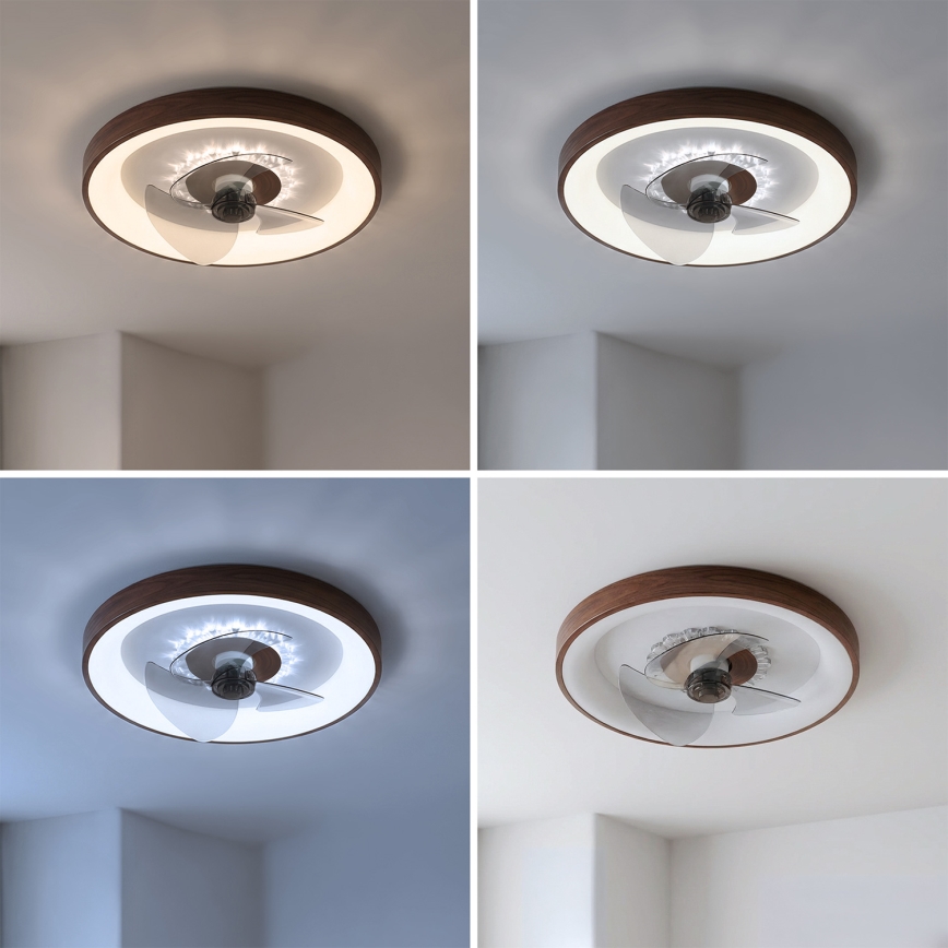Brilagi - LED-dimmbarer Deckenventilator, LED/34W/230V, 3000-6500K, Ø 46 cm, braun, mit Fernbedienung