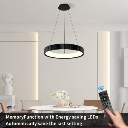 Brilagi - LED-dimmbare Hängeleuchte an Stahlseil FALCON MODERN LED/54W/230V 3000–6500K Ø 60 cm schwarz + Fernbedienung