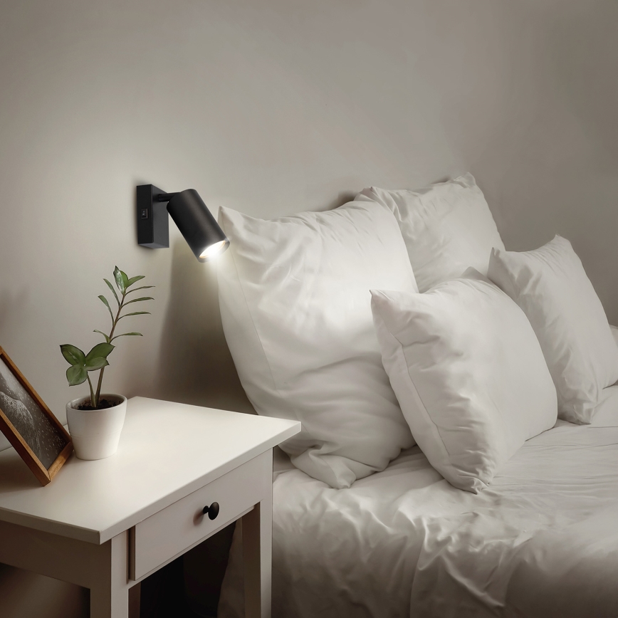 Brilagi - dimmbares LED-RGBW Wandspot mit Schalter SELE 1xGU10/4,8W/230V 3000K schwarz + Fernbedienung