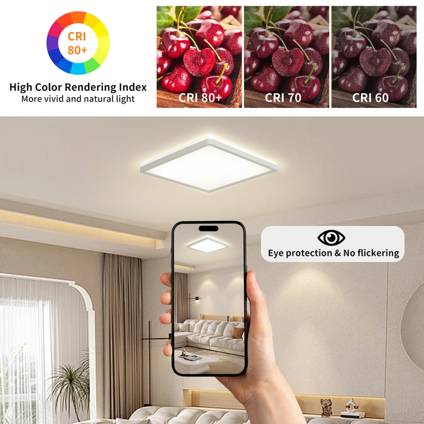 Brilagi - LED-Dimmleuchte mit Bewegungs- und Dämmerungssensor ULTRA SLIM LED/18W/230V 30x30 cm + Fernbedienung