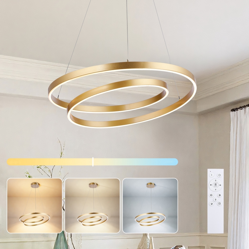 Brilagi - LED-dimmbares Seilpendel TWISTER LED/48W/230V 3000–6000K Ø 50 cm gold + Fernbedienung