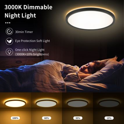 Brilagi - LED-Dimmleuchte mit Bewegungs- und Dämmerungssensor ULTRA SLIM LED/18W/230V Ø 30 cm + Fernbedienung