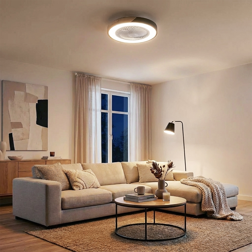 Brilagi - Plafoniera LED dimmerabile con ventilatore LED/30W/230V 3000-6500K Ø 50 cm nero/rovere + telecomando