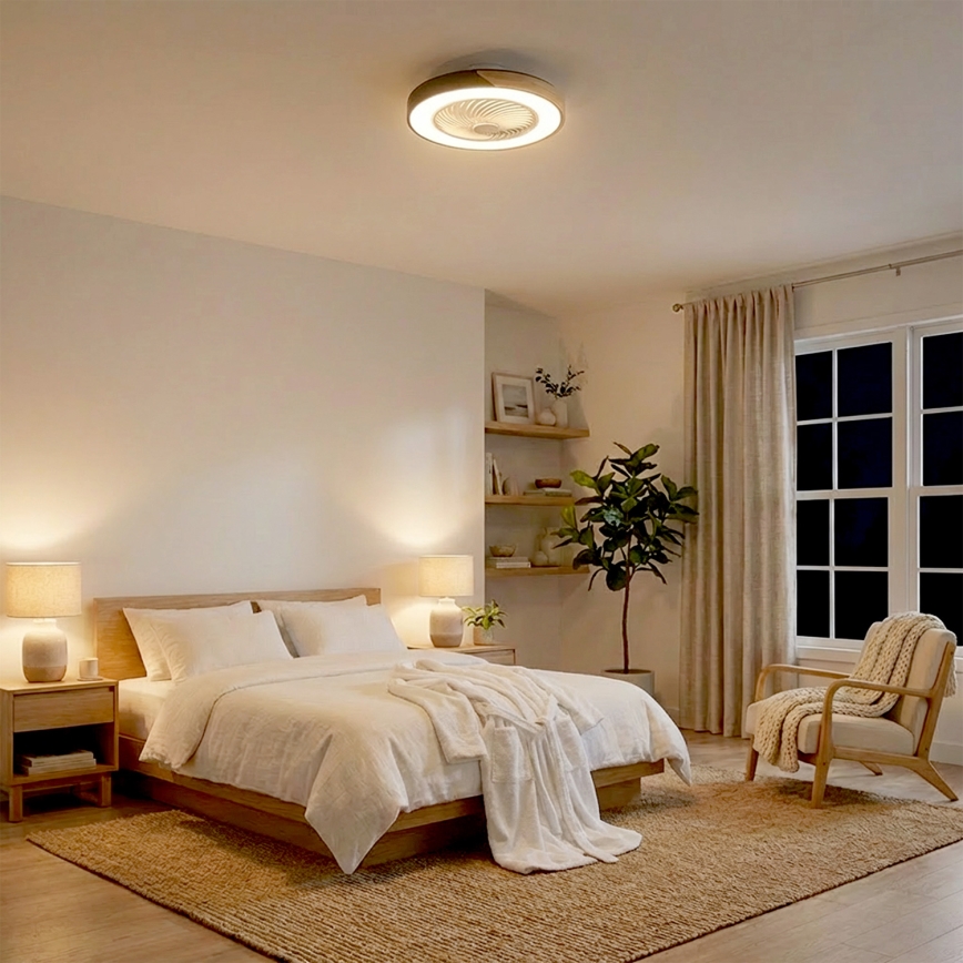 Brilagi - Plafoniera LED dimmerabile con ventilatore LED/30W/230V 3000-6500K Ø 50 cm nero/rovere + telecomando