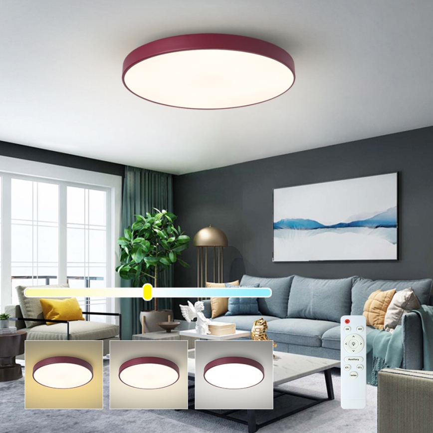 Brilagi - Plafoniera LED dimmerabile POOL LED/60W/230V 3000-6000K Ø 60 cm bordeaux + telecomando