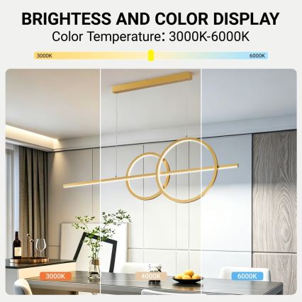 BRILAGI - lampadario LED dimmerabile a sospensione su cavo SIGNATURE LED/53W/230V 3000-6000K 120 cm oro + telecomando