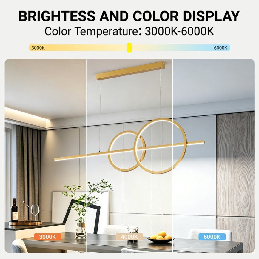 BRILAGI - lampadario LED dimmerabile a sospensione su cavo SIGNATURE LED/53W/230V 3000-6000K 120 cm oro + telecomando