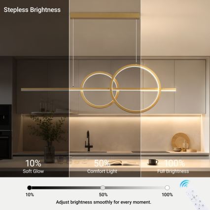 BRILAGI - lampadario LED dimmerabile a sospensione su cavo SIGNATURE LED/53W/230V 3000-6000K 120 cm oro + telecomando