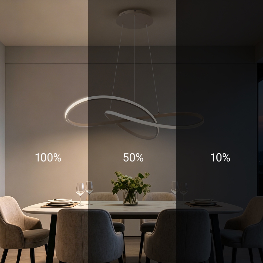 Brilagi - Lampadario LED dimmerabile sospeso a cavo INFINITY LED/80W/230V 3000-6000K 80x80 cm beige + telecomando