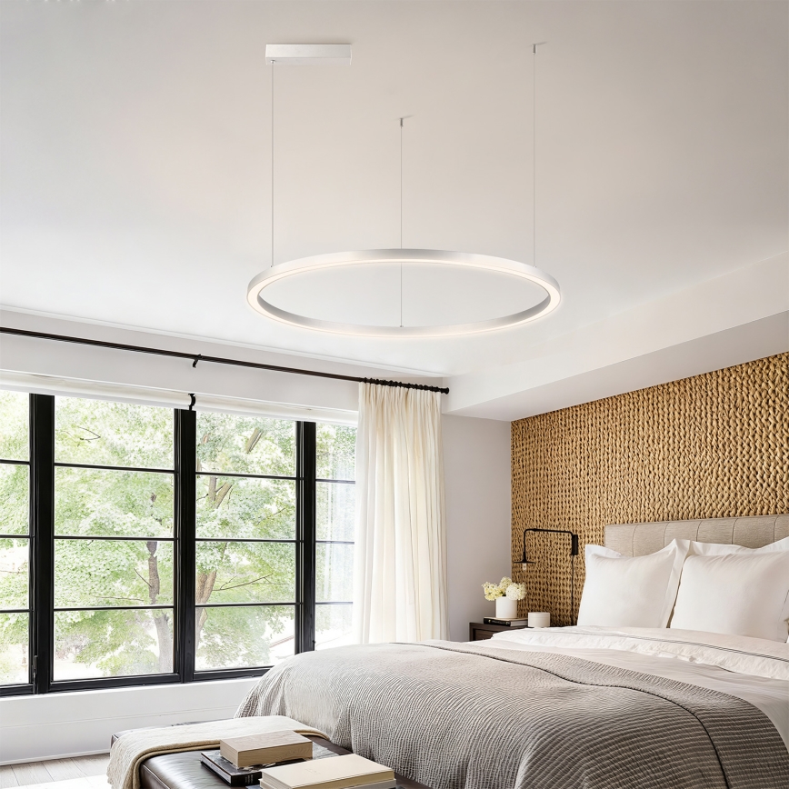 BRILAGI - Lampadario LED dimmerabile su cavo PORTOFINO 60W/230V 3000-6000K Ø 80 cm argento + telecomando