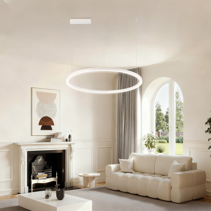Brilagi - Lampadario LED dimmerabile sospeso a cavo PORTOFINO LED/60W/230V 3000–6000K Ø 80 cm bianco + telecomando