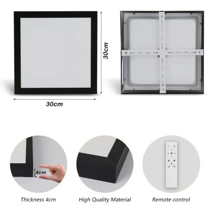Brilagi - LED Dimmerabile plafoniera da bagno FRAME SMART LED/24W/230V 30x30 cm 3000-6000K IP44 nera + telecomando