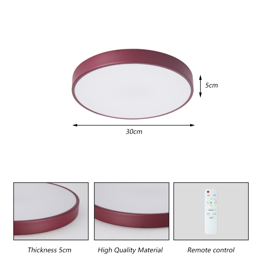 Brilagi - Plafoniera LED dimmerabile POOL LED/36W/230V 3000-6000K Ø 30 cm bordeaux + telecomando