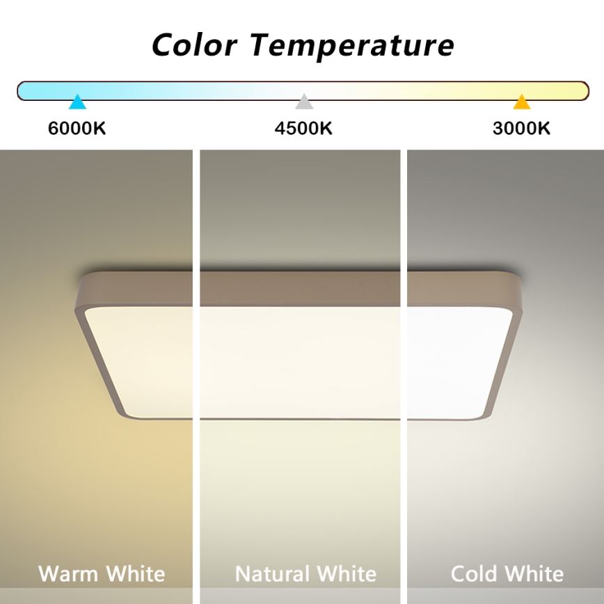 Brilagi - Plafoniera LED dimmerabile POOL SQUARE LED/48W/230V 3000-6000K 50x50 cm beige + telecomando