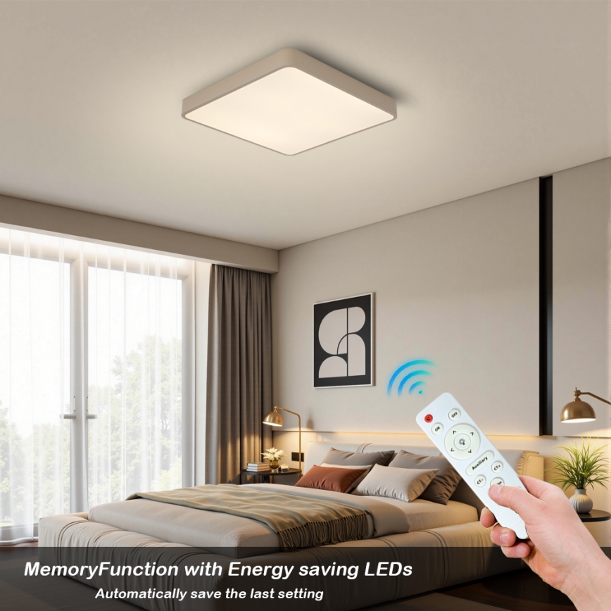 Brilagi - Plafoniera LED dimmerabile POOL SQUARE LED/48W/230V 3000-6000K 50x50 cm beige + telecomando