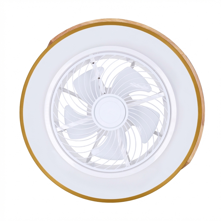Brilagi - LED-dimmbare Deckenleuchte mit Ventilator LED/38W/230V 3000-6500K Ø 50 cm blau/Eiche + Fernbedienung
