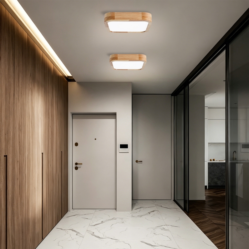 Brilagi - LED dimmbare Deckenleuchte WOODLINE SQUARE LED/48W/230V 3000-6000K Eiche 40x40 cm + Fernbedienung