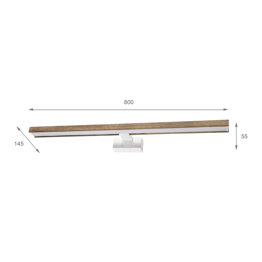 Brilagi - Éclairage miroir LED pour salle de bains 3 en 1 WOODY MIRROR LED/15W/230V 80 cm IP44 blanc/chêne-noyer