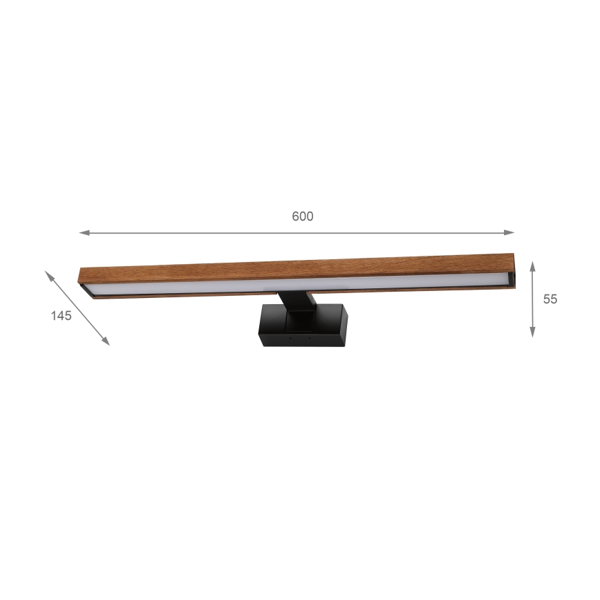 Brilagi - Éclairage LED pour miroir de salle de bains WOODY MIRROR 3v1 LED/12W/230V 60 cm IP44 noir/bois de cerisier