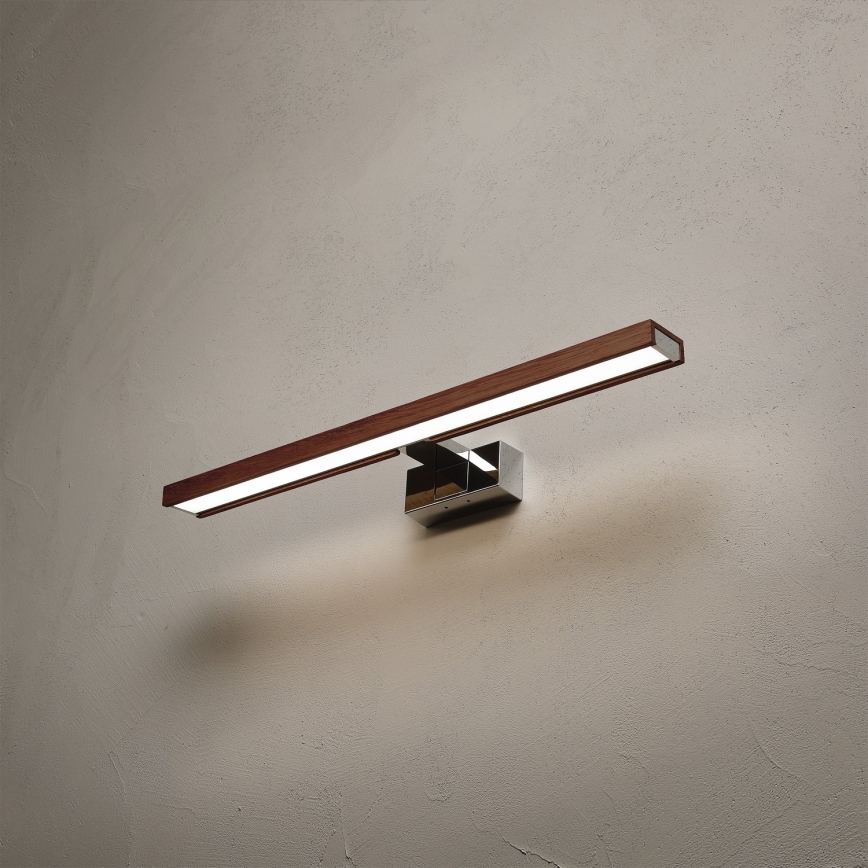Brilagi - Éclairage LED pour miroir de salle de bains WOODY MIRROR 3 en 1, LED 12W/230V, 60 cm, IP44, chrome brillant/chêne cerise