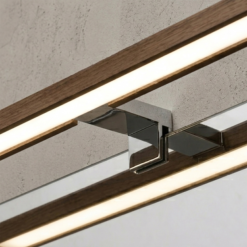 Brilagi - Éclairage LED pour miroir de salle de bains WOODY MIRROR 3 en 1 LED/12W/230V 60 cm IP44 chrome brillant / chêne-noyer