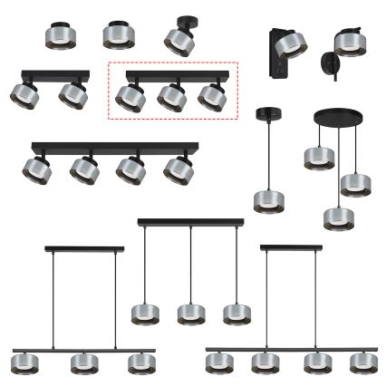 Brilagi - LED Faretto AURA LUX 3xGX53/30W/230V nero/fumo