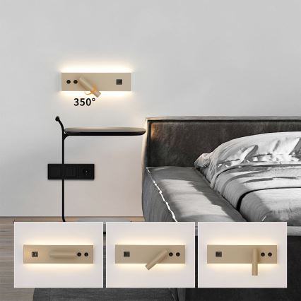BRILAGI - Faretto da parete LED orientabile con porta USB NOCTIS LED/3W/230V + LED/9W beige