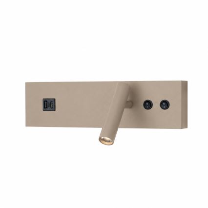 BRILAGI - Faretto da parete LED orientabile con porta USB NOCTIS LED/3W/230V + LED/9W beige