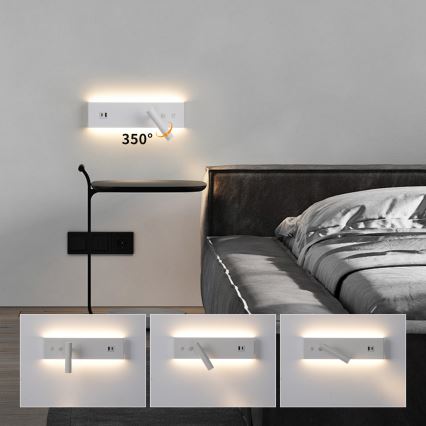 Brilagi - Faretto da parete a LED con porta USB NOCTIS LED/3W/230V + LED/9W bianco