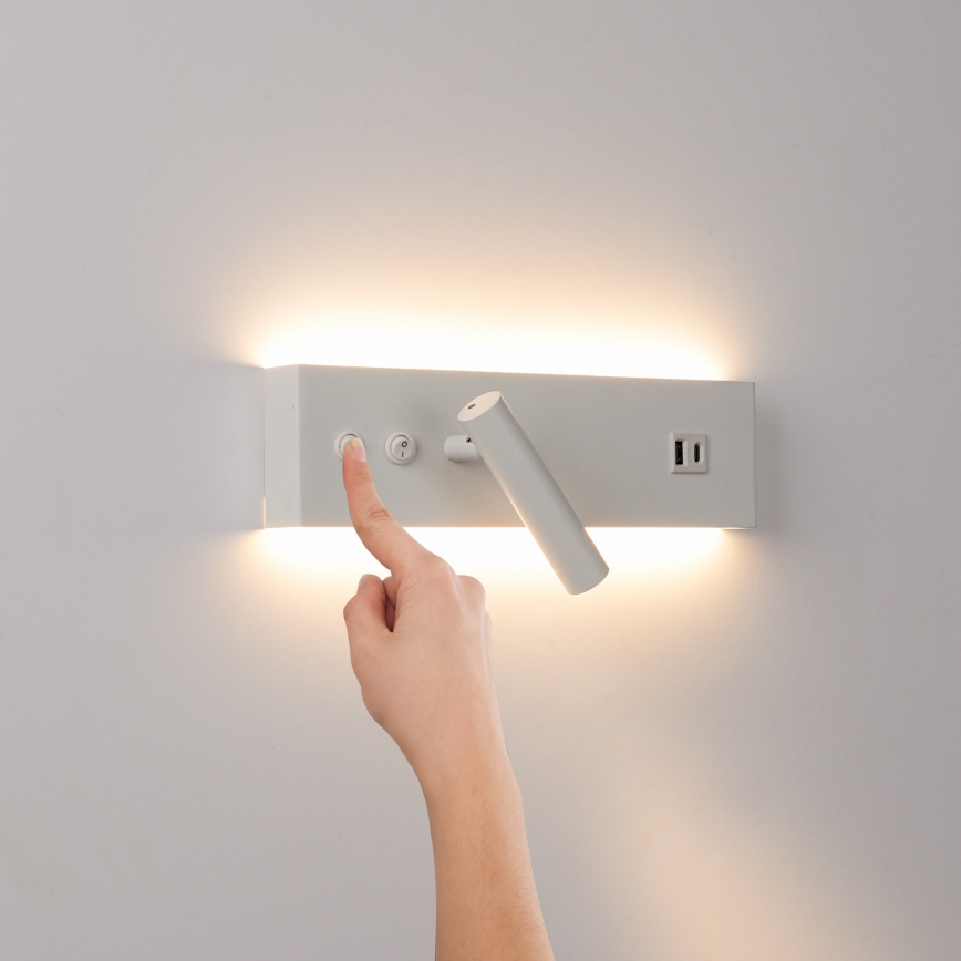 Brilagi - Faretto da parete a LED con porta USB NOCTIS LED/3W/230V + LED/9W bianco