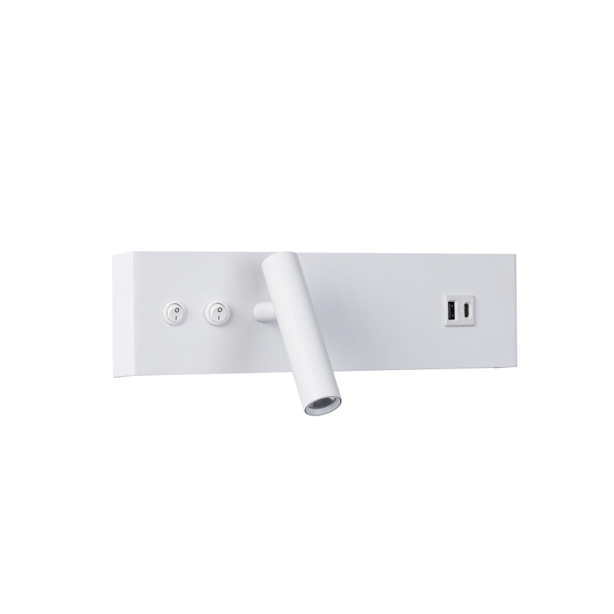 Brilagi - Faretto da parete a LED con porta USB NOCTIS LED/3W/230V + LED/9W bianco