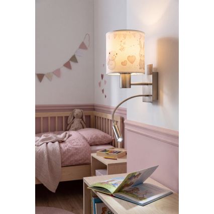 Brilagi - LED Kinder flexible Wandleuchte BOBO 1xE27/25W/230V + LED/3W mattchrom/cremefarben/Häschen