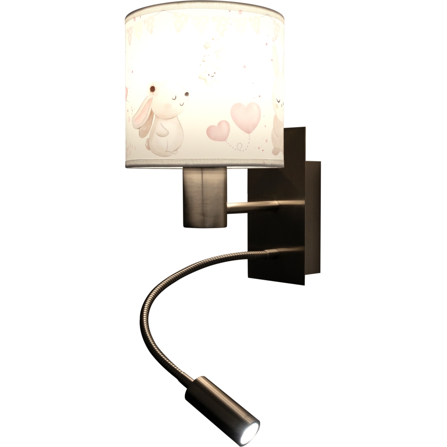 Brilagi - LED Kinder flexible Wandleuchte BOBO 1xE27/25W/230V + LED/3W mattchrom/cremefarben/Häschen