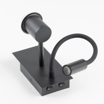 Brilagi - BOBO Verstellbare LED-Kinder-Wandleuchte 1xE27/25W/230V + LED/3W schwarz/weiß, mit Häschen