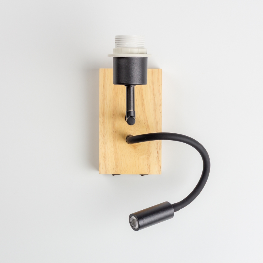 Brilagi - LED flexible Kinder-Wandleuchte BOBO WOOD 1xE27/25W/230V + LED/3W Eiche/schwarz/weiß/blau/Bärchen